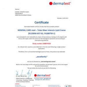 Mineral Care Med DEAD SEA SALT INTENSE LIPID CREAM PIELE USCATĂ ȘI IRITATĂ Cremă anti-mâncărime bogată în lipide pentru pielea foarte uscată, predispusă la eczemă sau psoriazis.
